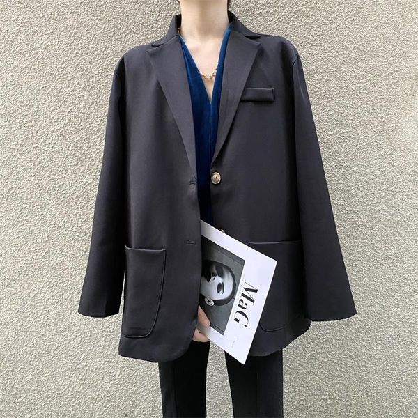 new spring autumn solid color elegant blazer women's jacket england style casual loose v-neck long sleeve cardigan coat, White;black
new spring autumn solid color elegant blazer women's jacket england style casual loose v-neck long sleeve cardigan coat, White;black