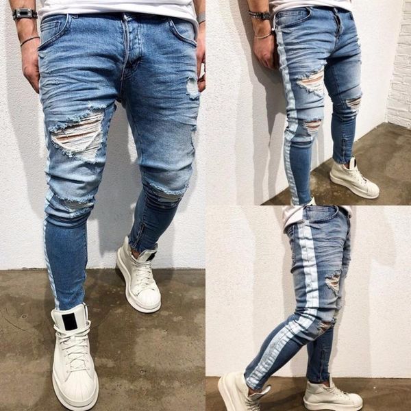 new ripped holes men jeans side striped blue jans men zipper hip hop jeans skinny biker
new ripped holes men jeans side striped blue jans men zipper hip hop jeans skinny biker