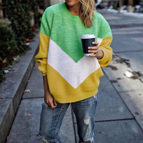 sweater loose knitted women jumpers long sleeve o-neck woman pullovers color block casual new1, White;black
sweater loose knitted women jumpers long sleeve o-neck woman pullovers color block casual new1, White;black