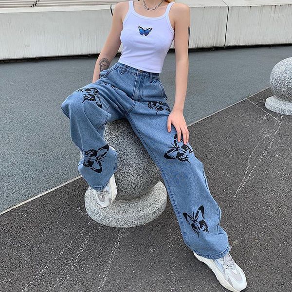 2020 autumn fashion butterfly print straight jeans women casual loose boyfriend denim streetwear vintage pants dropshipping1, Blue
2020 autumn fashion butterfly print straight jeans women casual loose boyfriend denim streetwear vintage pants dropshipping1, Blue