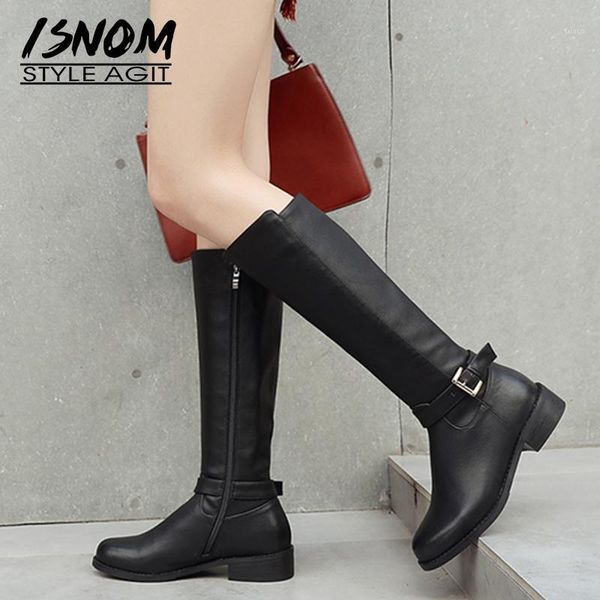 boots isnom 2021 winter leather riding women zip round toe buckle footwear knee high female boot thick heels shoes woman1, Black
boots isnom 2021 winter leather riding women zip round toe buckle footwear knee high female boot thick heels shoes woman1, Black