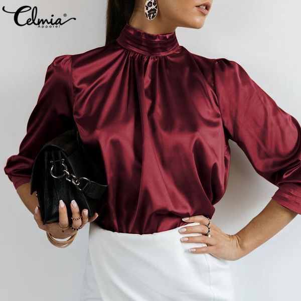 women's slik satin turtleneck blouse celmia autumn long sleeve stylish open back solid shirts elegant blusas plus size 71, White
women's slik satin turtleneck blouse celmia autumn long sleeve stylish open back solid shirts elegant blusas plus size 71, White