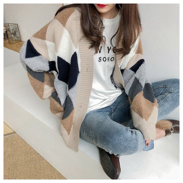 colorfaith women's sweaters autumn winter casual plaid v-neck cardigans button cardigans puff sleeve loose sweater sw658 200924, White;black
colorfaith women's sweaters autumn winter casual plaid v-neck cardigans button cardigans puff sleeve loose sweater sw658 200924, White;black