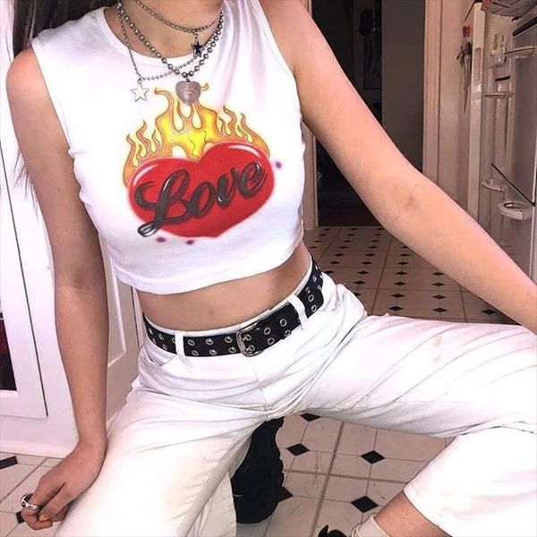 2020 summer women fashion flaming heart printed cropped t shirt ladies white crop street cropsleeveless vest
2020 summer women fashion flaming heart printed cropped t shirt ladies white crop street cropsleeveless vest