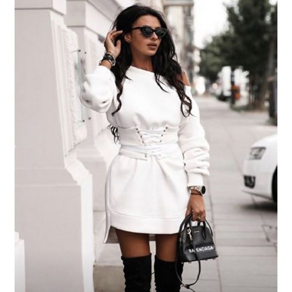 deruilady women mini dress fall winter fashion casual o neck high waist long sleeve lace up black white sweatshirt dresses h1210, Black;gray
deruilady women mini dress fall winter fashion casual o neck high waist long sleeve lace up black white sweatshirt dresses h1210, Black;gray