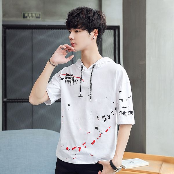 2020 summer hooded short sleeve casual t-shirt men t-shirt sweatersweater sweater's korean version trend loose student trend half sleev, Black
2020 summer hooded short sleeve casual t-shirt men t-shirt sweatersweater sweater's korean version trend loose student trend half sleev, Black