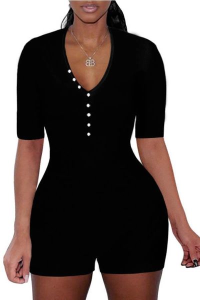 women's deep v neck rompers solid color short sleeve single breasted bodycon slim playsuit nightwear 2020 trendy, Black;white
women's deep v neck rompers solid color short sleeve single breasted bodycon slim playsuit nightwear 2020 trendy, Black;white