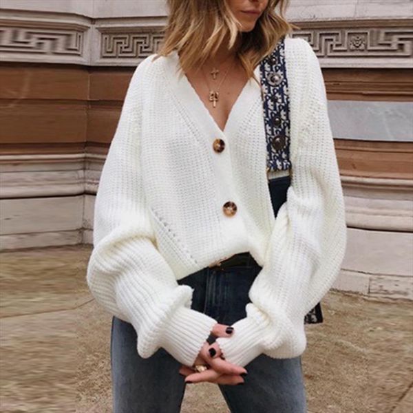 chic women new autumn open front buttons cardigan long sleeve solid color knitted puff sleeve deep v neck buttons design sweater, White;black
chic women new autumn open front buttons cardigan long sleeve solid color knitted puff sleeve deep v neck buttons design sweater, White;black