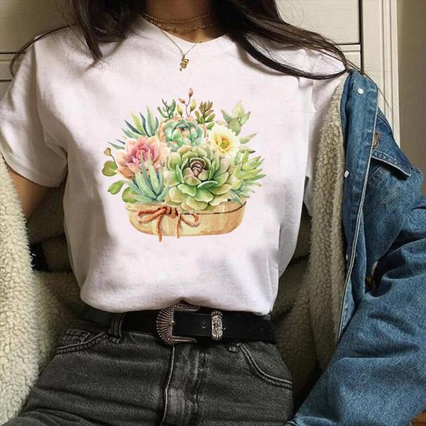 women lady tees print graphic plant flower cactus plant mujer camisetas clothes clothing female t shirt womens t shirt, White
women lady tees print graphic plant flower cactus plant mujer camisetas clothes clothing female t shirt womens t shirt, White