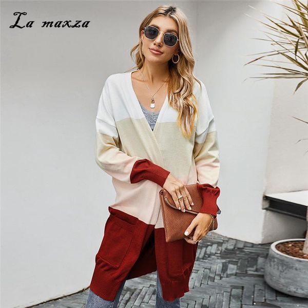 new fashion elegant women cardigans 2020 winter casual patchwork women knitted long sweater coat, White
new fashion elegant women cardigans 2020 winter casual patchwork women knitted long sweater coat, White
