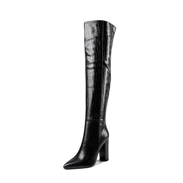 new size 2021 33-46 thick heels digit foot ladies winter shoes women's boots 1 yd5w, Black