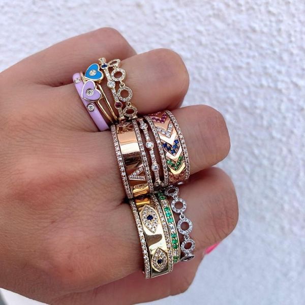 cluster rings 2021 classic dainty cz band wedding ring for women gold color metal us size 6 7 8 colorful paved wide chunky jewelry, Golden;silver
cluster rings 2021 classic dainty cz band wedding ring for women gold color metal us size 6 7 8 colorful paved wide chunky jewelry, Golden;silver