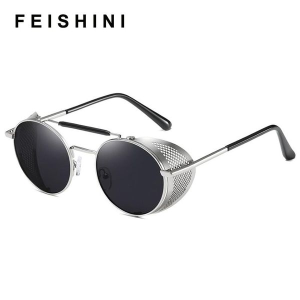 feishini 2021 punk polarized sunglasses men round vintage brand designer brown goggle women sun glasses for driving party, White;black
feishini 2021 punk polarized sunglasses men round vintage brand designer brown goggle women sun glasses for driving party, White;black