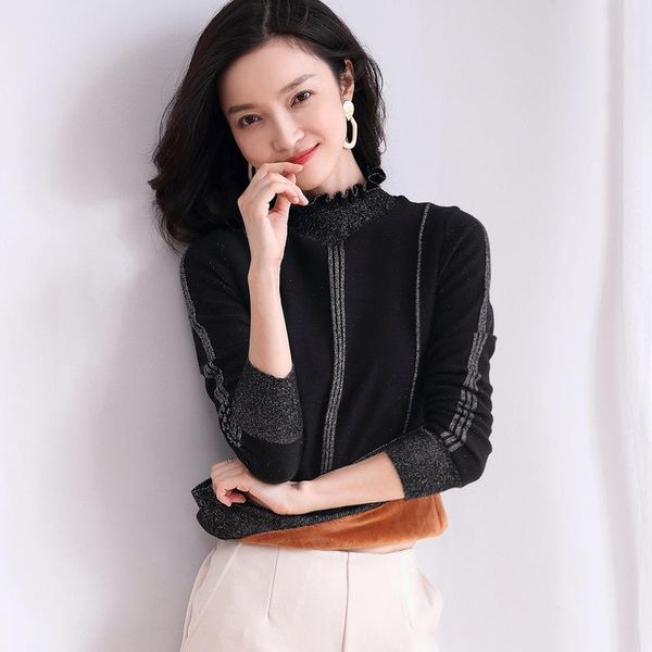 ruffled thick velvet knit pullovers women sweaters 2020 winter shinny thread half turtleneck fashion pullover pull femme sweater, White;black
ruffled thick velvet knit pullovers women sweaters 2020 winter shinny thread half turtleneck fashion pullover pull femme sweater, White;black