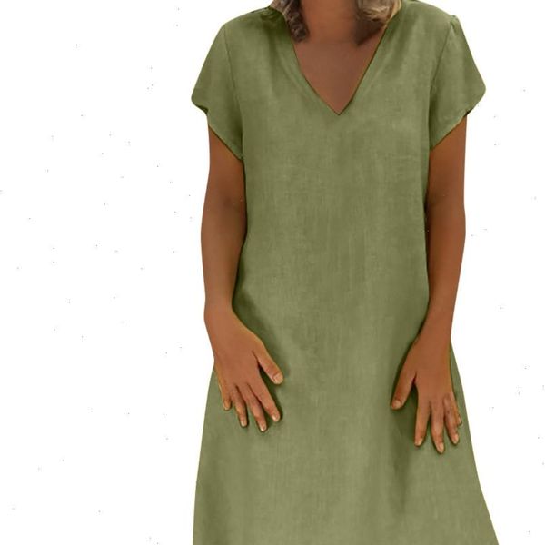 2021 new summer womens style dress large size solid color dress v neck short sleeve loose slim dresses vestidos casual, Black;gray
2021 new summer womens style dress large size solid color dress v neck short sleeve loose slim dresses vestidos casual, Black;gray