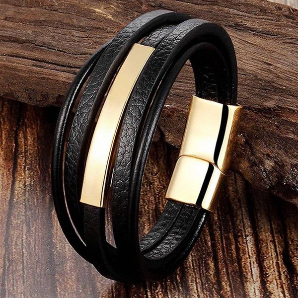 cord bracelet titanium steel men's multi-layer leather rope chain charm bracelets men trendy magnet, Golden;silver
cord bracelet titanium steel men's multi-layer leather rope chain charm bracelets men trendy magnet, Golden;silver
