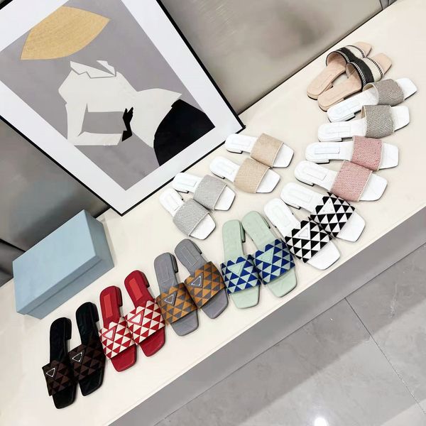2022 summer women designer slippers exquisite mixed color geometric pattern letter embroidery flat soled leisure platform shoes beach travel, Black
2022 summer women designer slippers exquisite mixed color geometric pattern letter embroidery flat soled leisure platform shoes beach travel, Black