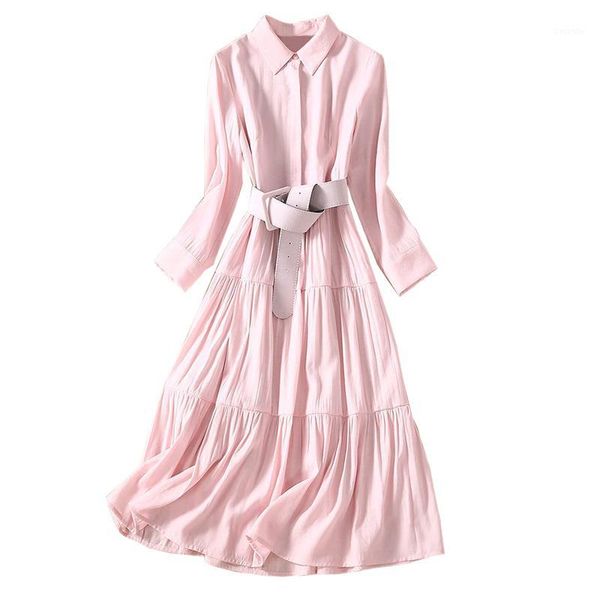 women's clothes pink shirt dress turn-down collar three quarter sleeved buckle belted a line midi dress, Black;gray
women's clothes pink shirt dress turn-down collar three quarter sleeved buckle belted a line midi dress, Black;gray