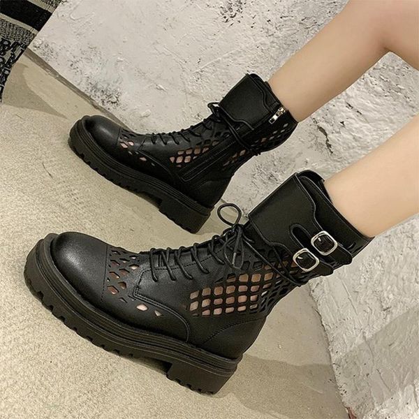 women lace up mid calf boots 2021 woman hollow out mid heels female comfortable women's cool non slip leather ladies shoes, Black
women lace up mid calf boots 2021 woman hollow out mid heels female comfortable women's cool non slip leather ladies shoes, Black