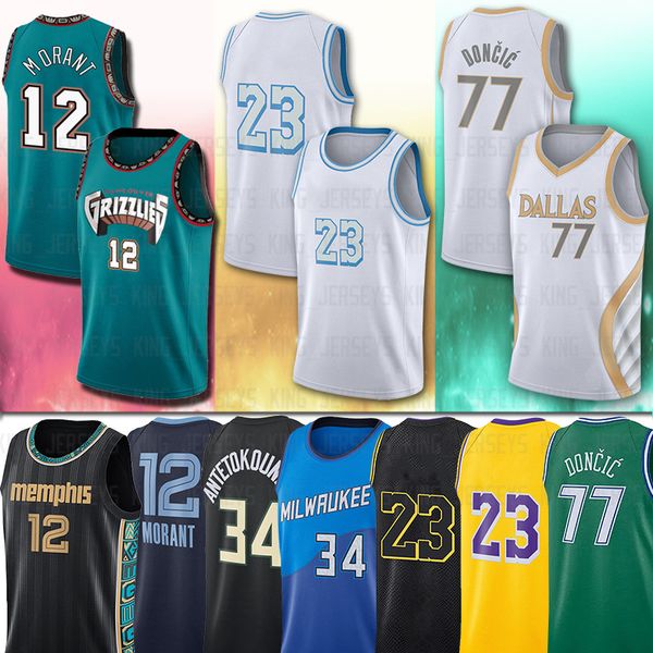 34 giannis 23 lbj antetokounmpo 77 luka 12 ja doncic morant 2021 basketball jerseys, Black;red
34 giannis 23 lbj antetokounmpo 77 luka 12 ja doncic morant 2021 basketball jerseys, Black;red