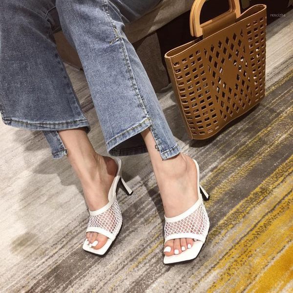 slippers pu square head peep toe high heel mesh summer fashion slip on thin heels slides women mules party1, Black
slippers pu square head peep toe high heel mesh summer fashion slip on thin heels slides women mules party1, Black