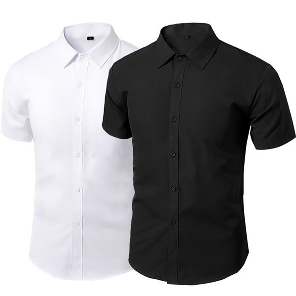summer short sleeve dress shirts men male non-iron workwear slim social shirt white black branded men's clothing 5xl vintage 220309
summer short sleeve dress shirts men male non-iron workwear slim social shirt white black branded men's clothing 5xl vintage 220309