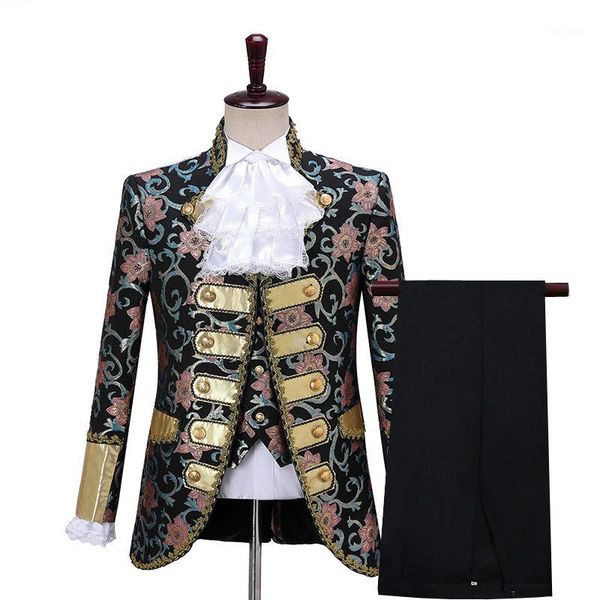 suits men fashion court suit set gothic style floral suits with pants mens chorus drama outfit stage prom costume xl1, White;black 
suits men fashion court suit set gothic style floral suits with pants mens chorus drama outfit stage prom costume xl1, White;black