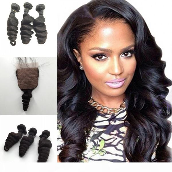 loose wave virgin hair extension 4pcs lot 100% unprocessed virgin malaysian hair weave,3 bundles with silk base closure 4x4, Black
loose wave virgin hair extension 4pcs lot 100% unprocessed virgin malaysian hair weave,3 bundles with silk base closure 4x4, Black