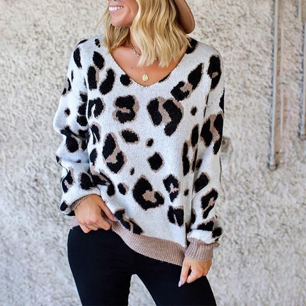 women leopard knitted sweater fashion winter animal print pullovers thick long sleeve female pullovers casual sweater#g30, White;black
women leopard knitted sweater fashion winter animal print pullovers thick long sleeve female pullovers casual sweater#g30, White;black