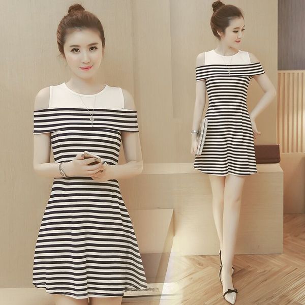 summer mid long new women's open shoulder short sleeve striped dress waist dress short skirt skirtwith thin a-shaped skirt 9ixk9, Black;gray
summer mid long new women's open shoulder short sleeve striped dress waist dress short skirt skirtwith thin a-shaped skirt 9ixk9, Black;gray