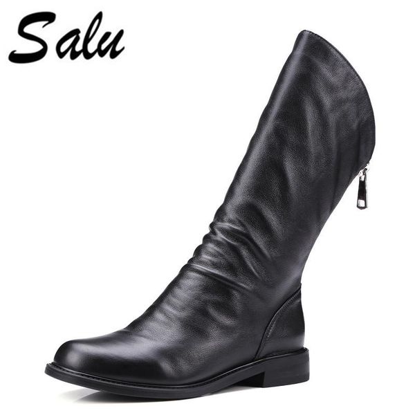 salu shoes woman genuine leather mid-calf boots, square heel shoes, winter boots leather zipper ing, Black
salu shoes woman genuine leather mid-calf boots, square heel shoes, winter boots leather zipper ing, Black
