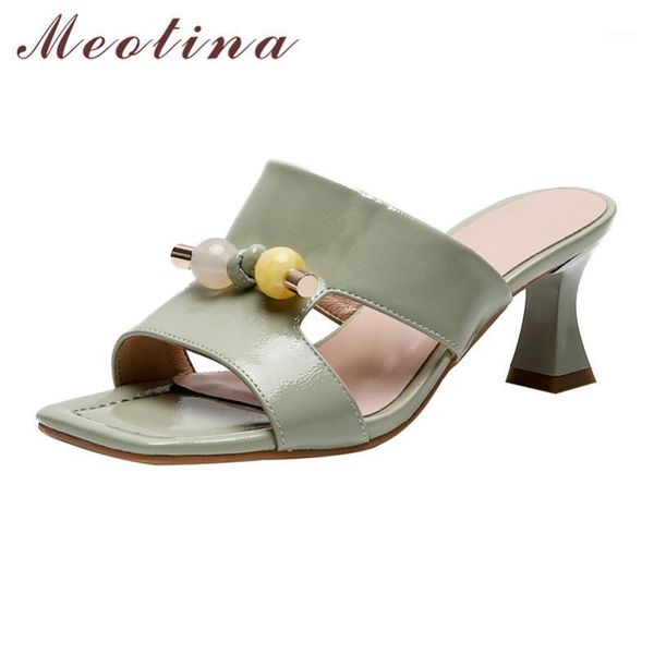 meotina women slippers string bead high heel slides square toe stiletto heels shoes ladies summer sandals female green size 431, Black
meotina women slippers string bead high heel slides square toe stiletto heels shoes ladies summer sandals female green size 431, Black