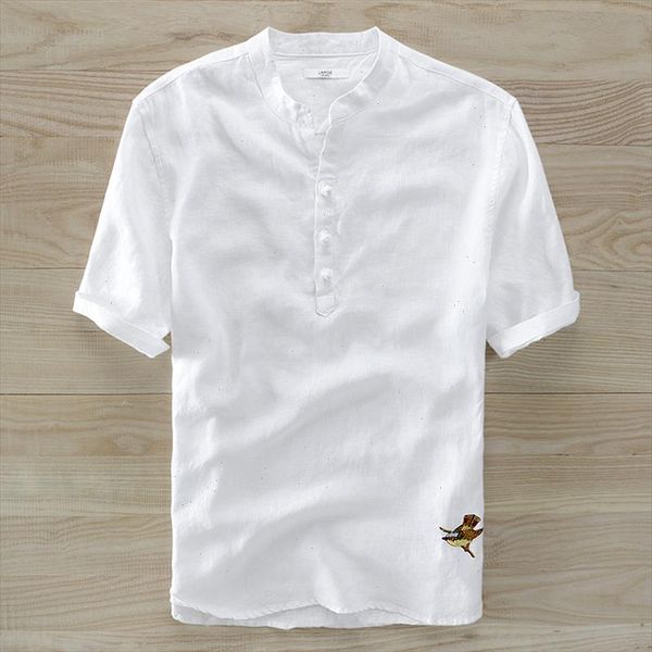 chinese style summer mens shirt linen loose casual white shirt button embroidered flax shirts men camisa social masculina, White;black 
chinese style summer mens shirt linen loose casual white shirt button embroidered flax shirts men camisa social masculina, White;black