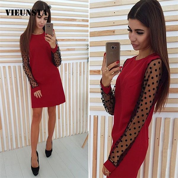 vieunsta polka dot mesh patchwork party dress women vintage o-neck mini dress elegant lace long sleeve autumn dresses vestidos1, Black;gray
vieunsta polka dot mesh patchwork party dress women vintage o-neck mini dress elegant lace long sleeve autumn dresses vestidos1, Black;gray