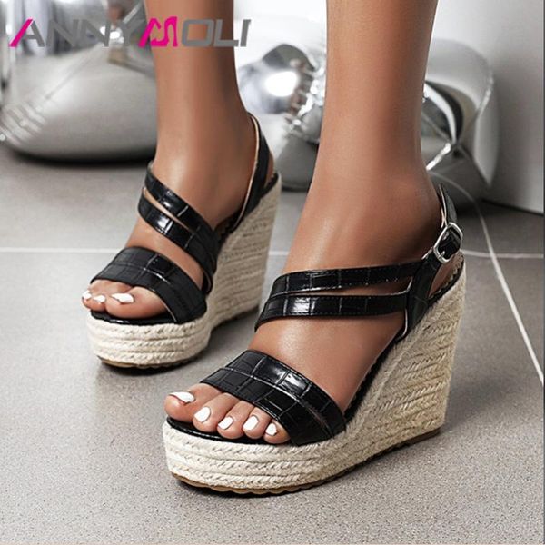 annymoli platform wedge sandals high heel women shoes round toe buckle ladies footwear fashion party sandals summer size 4-.5, Black
annymoli platform wedge sandals high heel women shoes round toe buckle ladies footwear fashion party sandals summer size 4-.5, Black