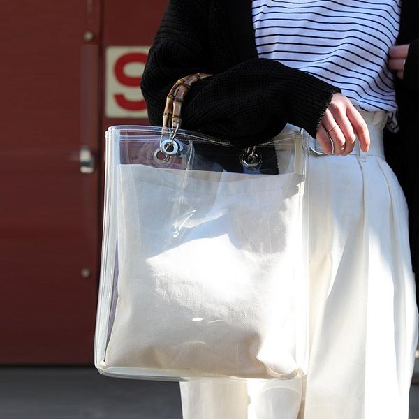 2020 autumn and winter new bamboo handle transparent pvc mother bag leisure bag portable tote
2020 autumn and winter new bamboo handle transparent pvc mother bag leisure bag portable tote