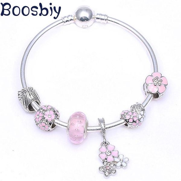 silver plated european style charm bracelet with pink flower charm beads diy fashion brand jewelry gift for women, Golden;silver
silver plated european style charm bracelet with pink flower charm beads diy fashion brand jewelry gift for women, Golden;silver