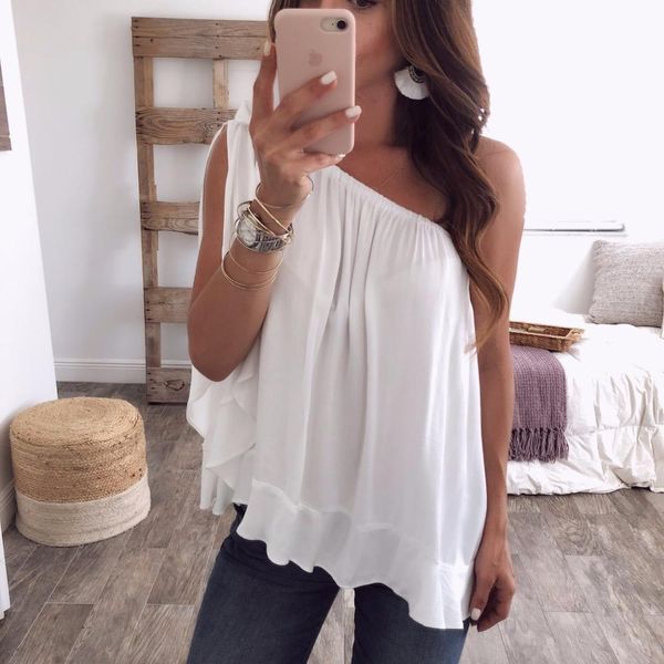 summer new women chiffon blouses solid shirts one shoulder sleeveless solid plus size shirts blouse team epic s 3xl 4xl 5xl, White
summer new women chiffon blouses solid shirts one shoulder sleeveless solid plus size shirts blouse team epic s 3xl 4xl 5xl, White