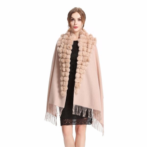 zy87001 fashion womens autumn winter wool with rabbit fur pompon warm tassel shawl scarf wrap 25 colors shipping 201026, Blue;gray
zy87001 fashion womens autumn winter wool with rabbit fur pompon warm tassel shawl scarf wrap 25 colors shipping 201026, Blue;gray