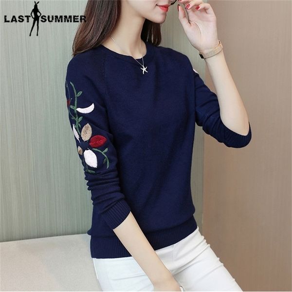 new fashion women autumn spring embroidery flower sweater pullovers casual warm female knitted sweaters pullover lady y200910, White;black
new fashion women autumn spring embroidery flower sweater pullovers casual warm female knitted sweaters pullover lady y200910, White;black