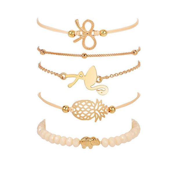 5 шт / set горячие моды браслеты комплекты flamingo ананас лук металлические браслеты для женщин девушки аксессуары ювелирных изделий партии, Black 
5 шт / set горячие моды браслеты комплекты flamingo ананас лук металлические браслеты для женщин девушки аксессуары ювелирных изделий партии, Black