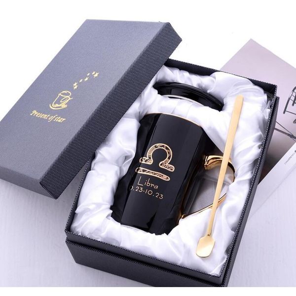 new 12 constellations ceramic coffee milk mug with spoon lid black and gold porcelain zodiac ceramic cup 420ml home water drinkware gift
new 12 constellations ceramic coffee milk mug with spoon lid black and gold porcelain zodiac ceramic cup 420ml home water drinkware gift