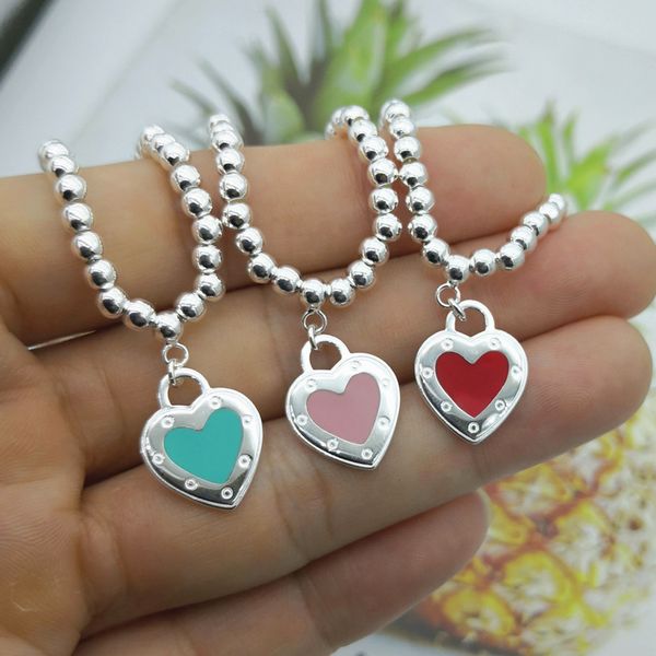sterling silver classic fashion pink enamel heart shaped lady bracelet jewelry holiday gift 200925, Black
sterling silver classic fashion pink enamel heart shaped lady bracelet jewelry holiday gift 200925, Black