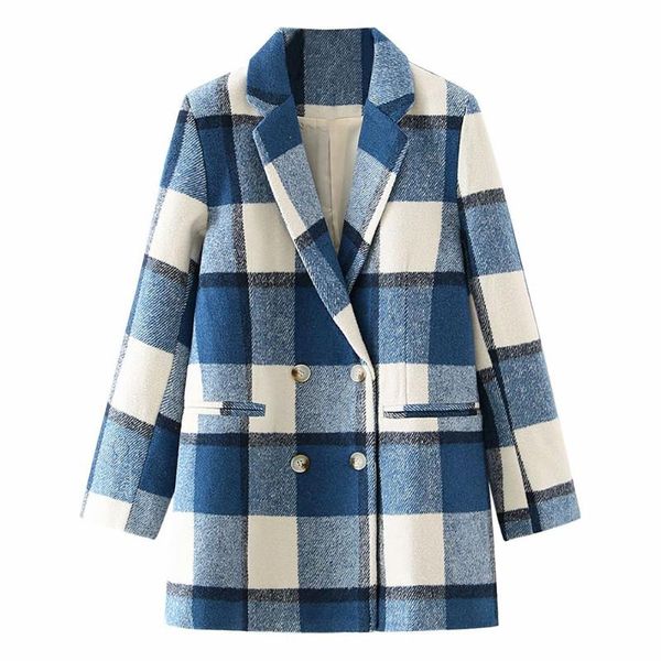 european and american women's autumn and winter lapel long sleeve plaid loose double breasted suit woolen coat windbreaker, Black
european and american women's autumn and winter lapel long sleeve plaid loose double breasted suit woolen coat windbreaker, Black