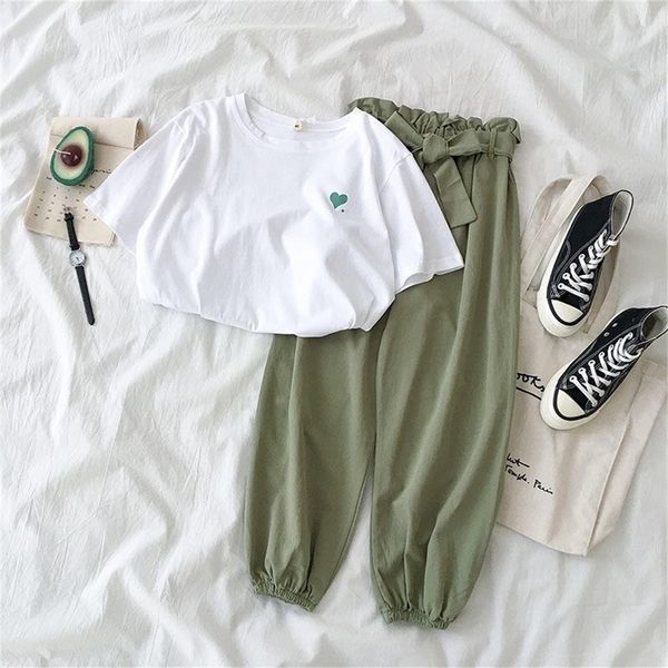 summer new female tracksuits fashion clothes casual loose white and pant 2 piece sets women students girls sweet sportswear lj200824, Gray
summer new female tracksuits fashion clothes casual loose white and pant 2 piece sets women students girls sweet sportswear lj200824, Gray