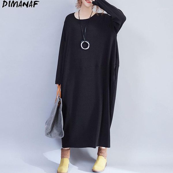 dimanaf plus size women dress cotton long style knitted full sleeve female loose vintage black casual 2021 autumn solid dresses1, Black;gray
dimanaf plus size women dress cotton long style knitted full sleeve female loose vintage black casual 2021 autumn solid dresses1, Black;gray