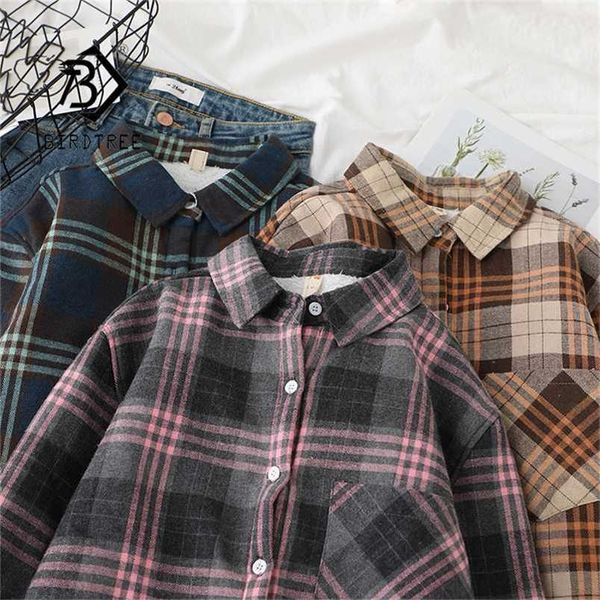 winter vintage thick warm cotton plaid shirts jacket long sleeve turn-down collar velvet fleece loose casual outwear c 220114, Black;brown 
winter vintage thick warm cotton plaid shirts jacket long sleeve turn-down collar velvet fleece loose casual outwear c 220114, Black;brown