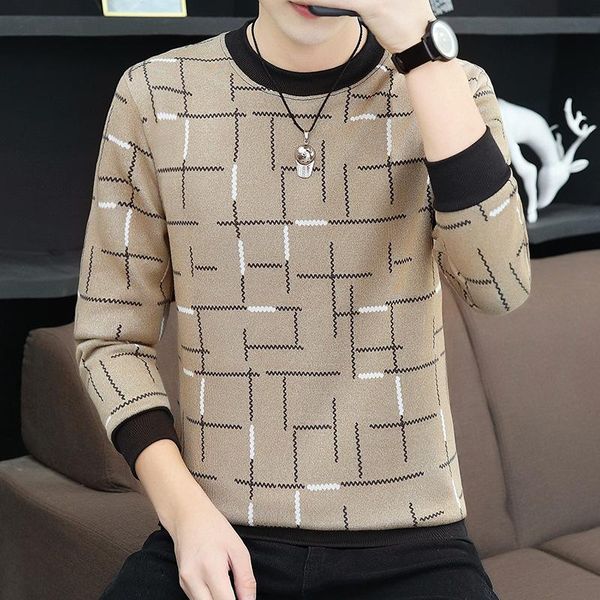 2020 men's round neck lines brocade sweater teenager fleece thick warm sweater, White;black
2020 men's round neck lines brocade sweater teenager fleece thick warm sweater, White;black