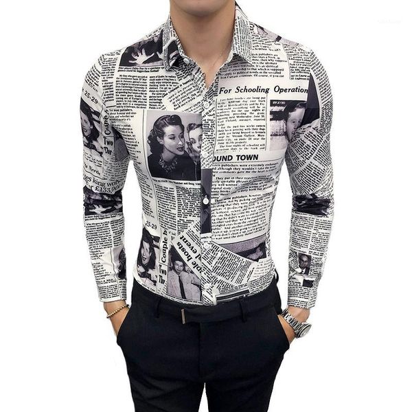 men's casual shirts spaper print shirt 2021 fashion designer 3d pattern large size slim social long sleeve -5xl1, White;black
men's casual shirts spaper print shirt 2021 fashion designer 3d pattern large size slim social long sleeve -5xl1, White;black