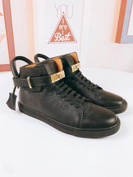 men's shoe sports leather versatile metal lock high casual couple board shoe fashion shoes women's shoes, Black
men's shoe sports leather versatile metal lock high casual couple board shoe fashion shoes women's shoes, Black